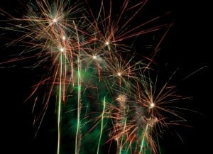 red and green fireworks