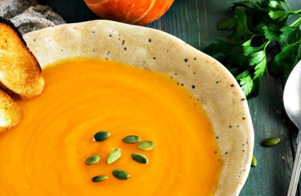 Easy butternut squash soup is perfect for a casual family dinner or an elegant Thanksgiving or Christmas meal