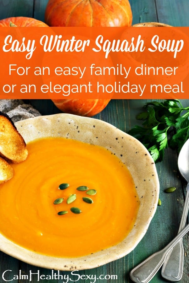 Easy butternut squash soup is perfect for a casual family dinner or an elegant Thanksgiving or Christmas meal